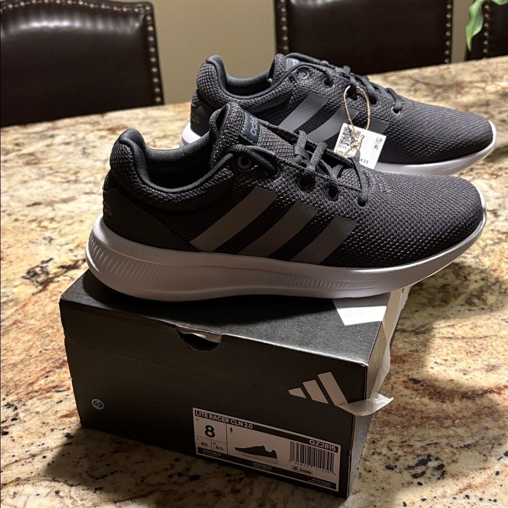 Adidas Charcoal and White Running Shoes